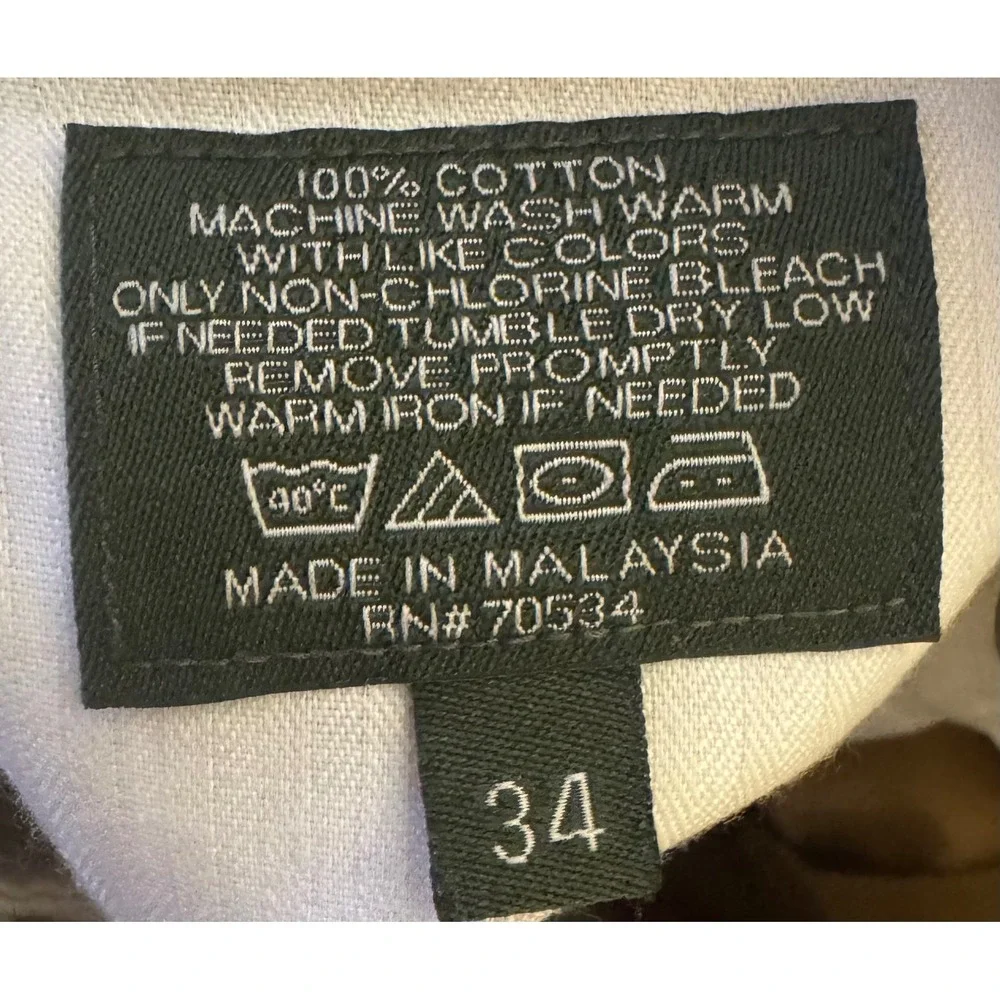 Orvis Flat Front Cotton Khaki Tan Chino Pants Mens 34x30
